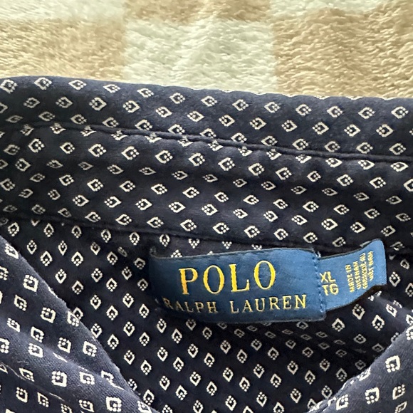 Polo by Ralph Lauren Dark Blue Geometric Polo Shirt - Picture 2 of 2